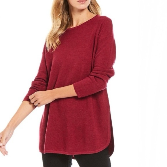 Eileen Fisher cranberry red merino wool sweater - Medium - Picture 1 of 1